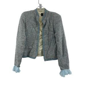Baxis Women's Blue Unique Tweed Blazer Jacket Size S Preowned